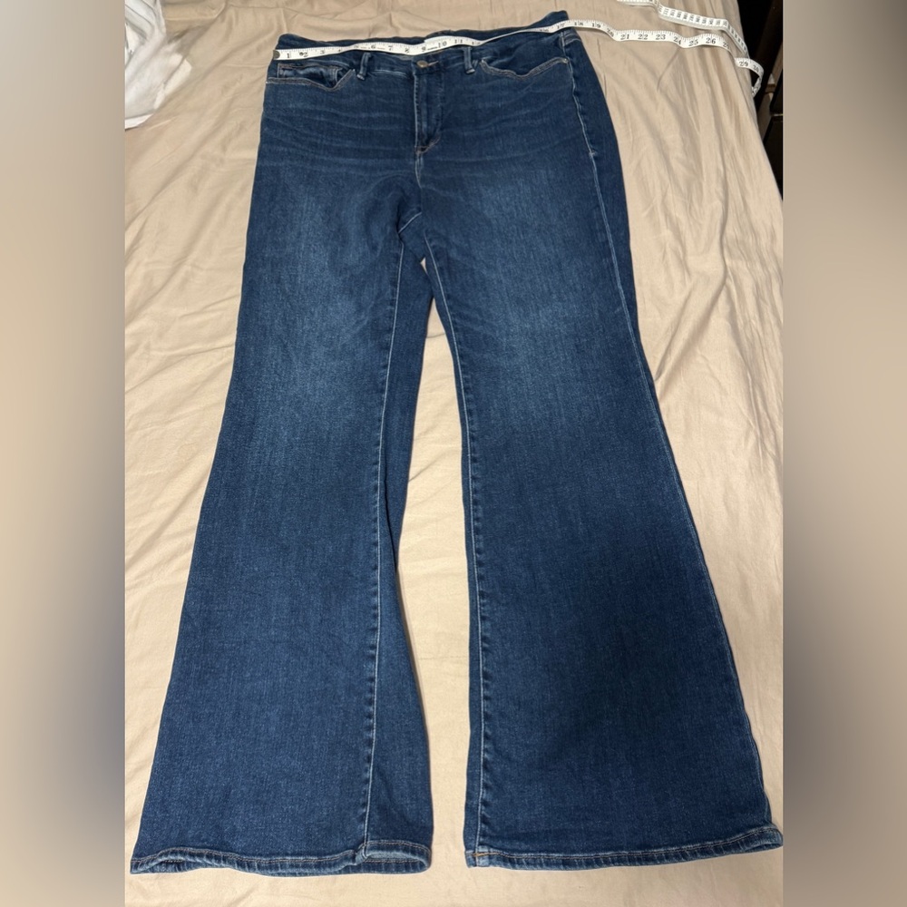 Good American Dark Blue Flare Jeans